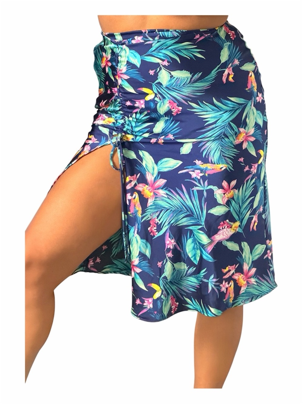 Blue Tropical Ruched Forever 21 Skirt